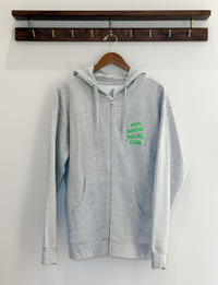 Anti Social Social Club Zip Hoodie, Heather Grey/Green