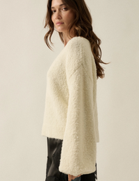 Bubble Sleeve Sweater, Cream