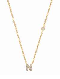 Gold CZ Initial Necklace