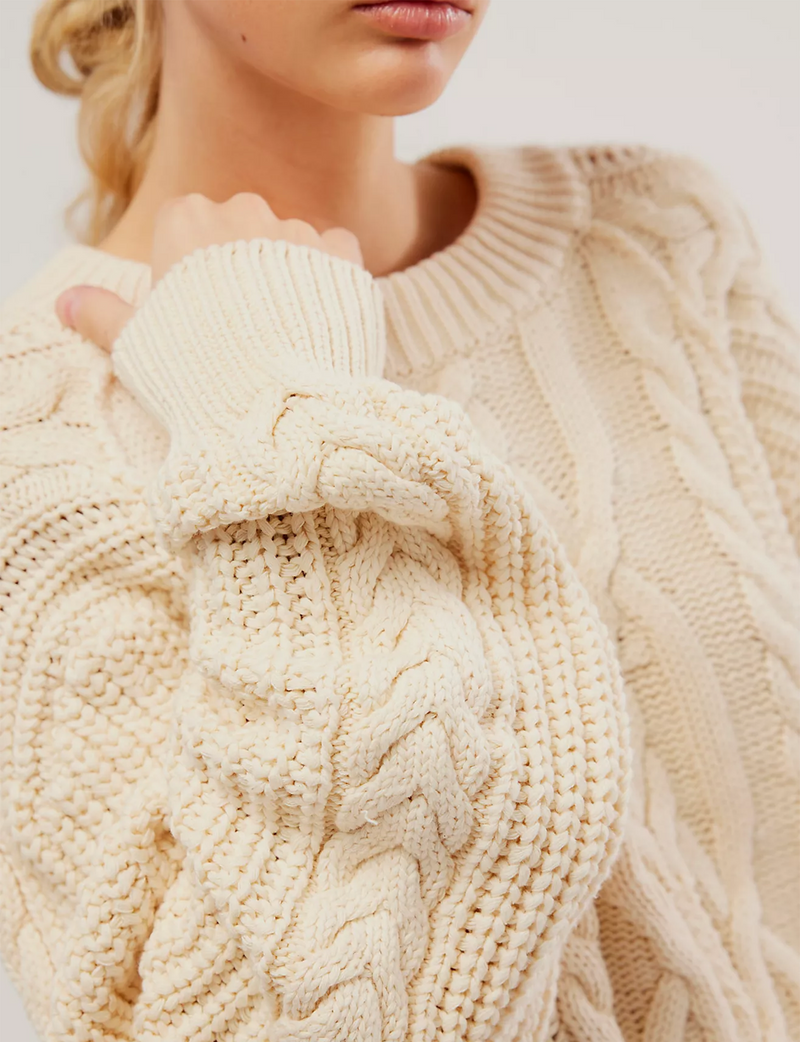 Frankie Cable Sweater, Ivory