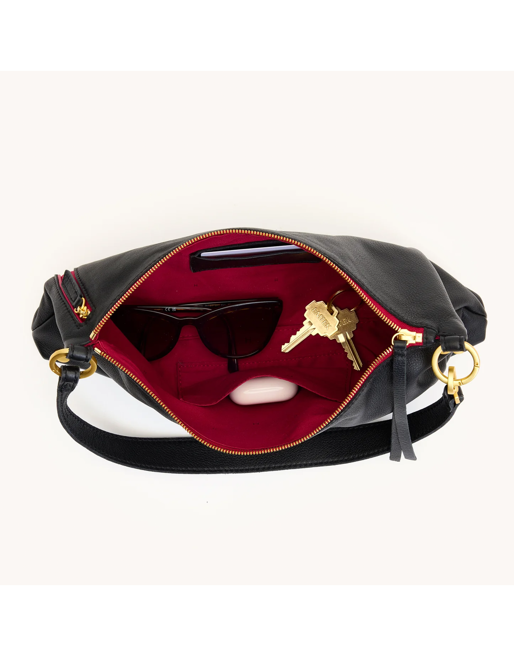 Kyle Medium Handbag, Black/Brushed Gold