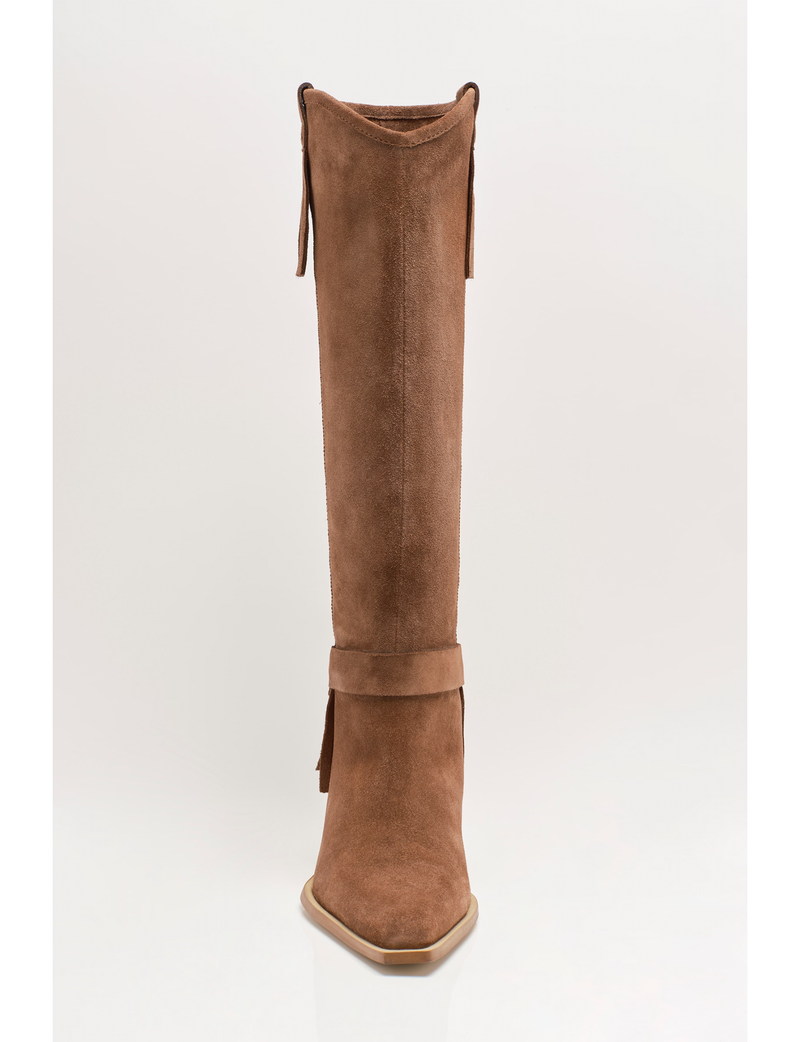 Faith Fringe Western Boot, Faded Saddle Suede – Punch Clothing