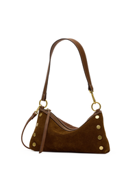 Kyle Small Handbag, Cinnamon Suede/Antique Gold