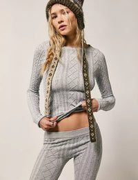 So Soft Seamless Modal Cable Long Sleeve, Heather Grey
