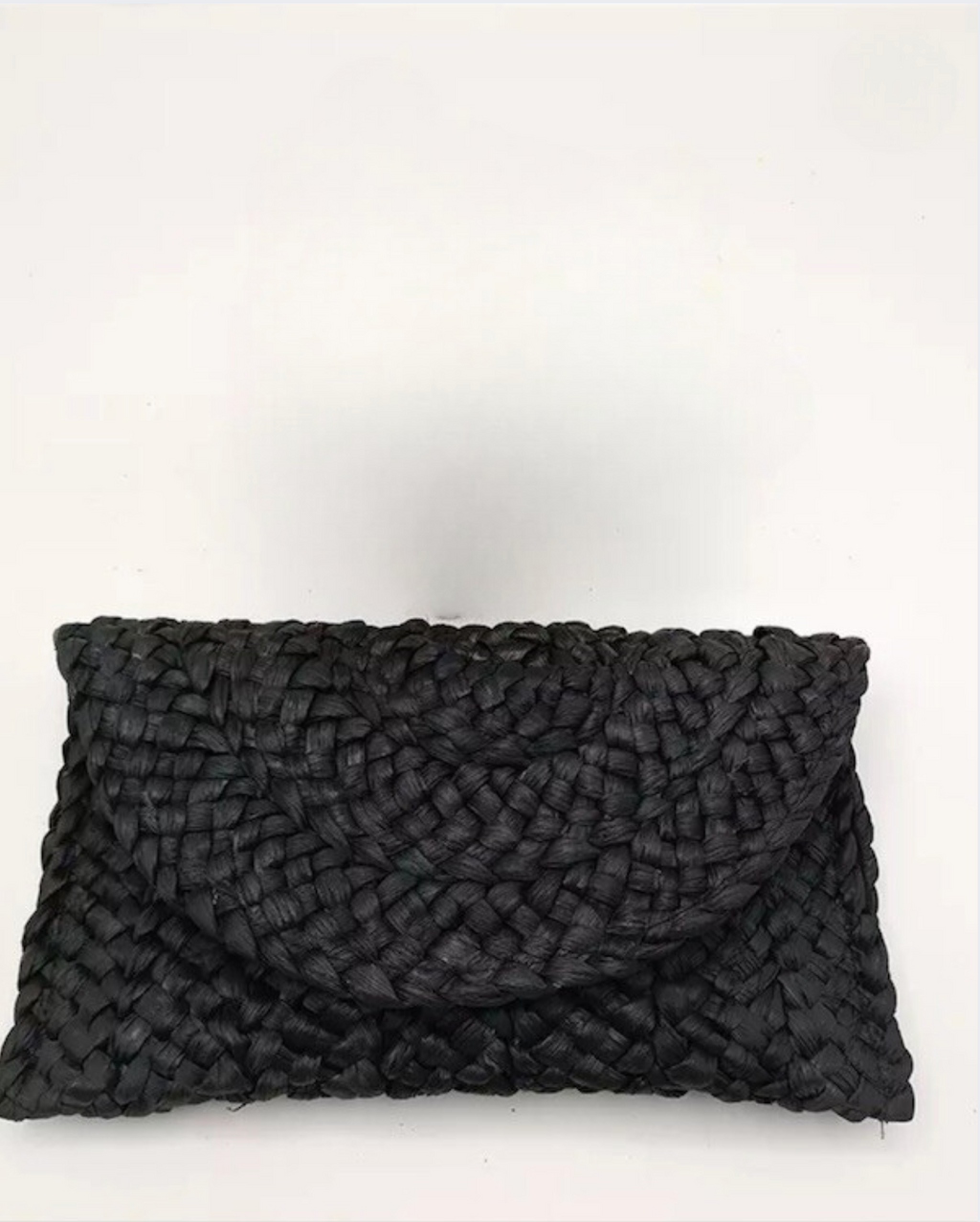 Handmade Woven Straw Clutch Rattan Bag, Black