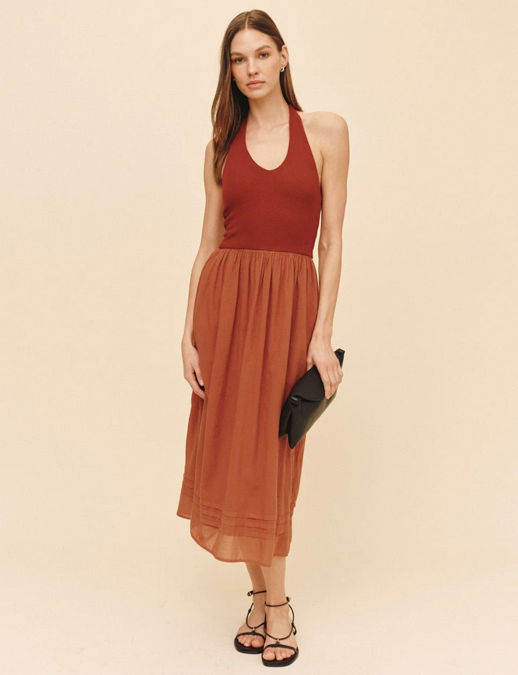 Damla Halter Dress, Red Sand