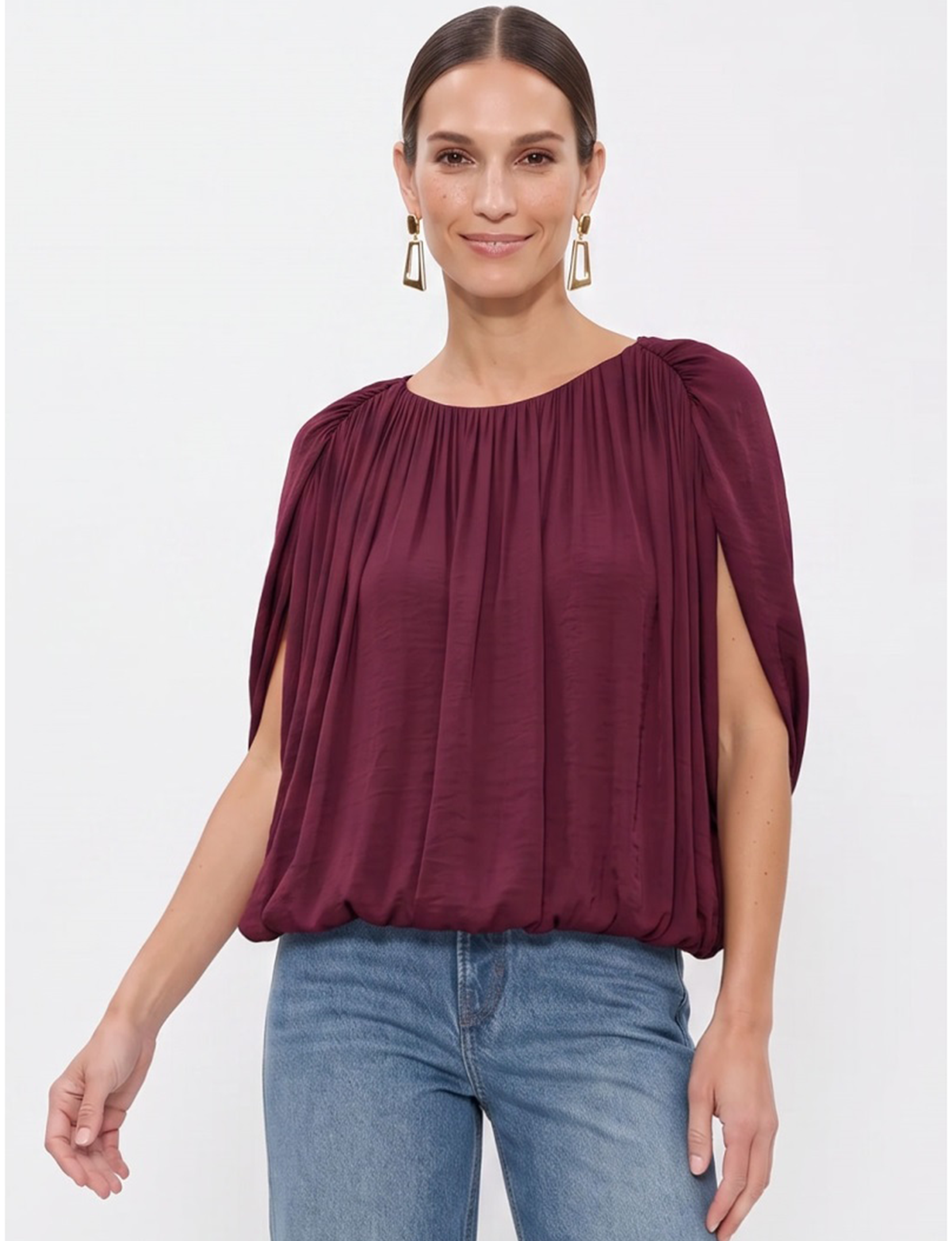 Grecian Drape Blouse, Wine