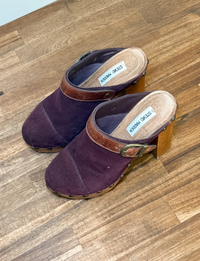 Steve Madden Suede Wooden Platform Mule, Plum