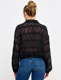 Romantic Sheer Blouse, Black