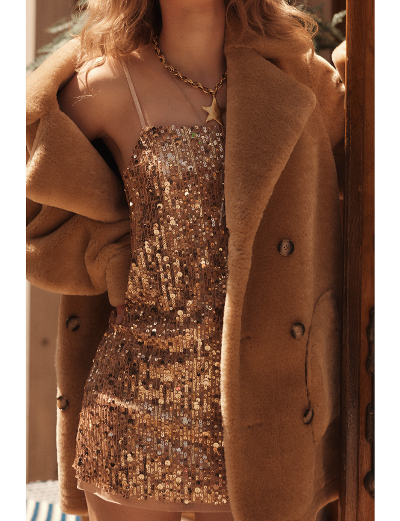 Midnight Kiss Mini Slip, Gold/Combo