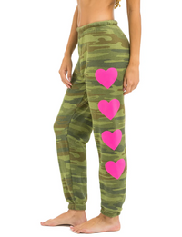 Heart 4 Sweatpants, Camo/Neon Pink