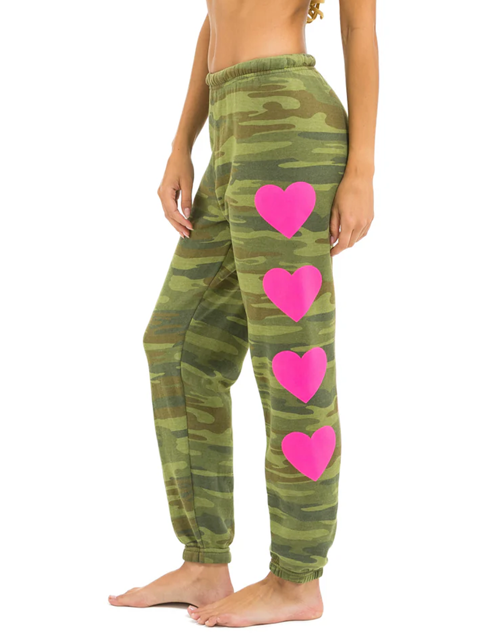 Heart 4 Sweatpants, Camo/Neon Pink