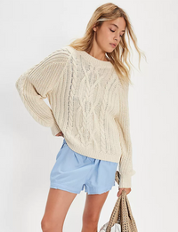 Frankie Cable Sweater, Ivory