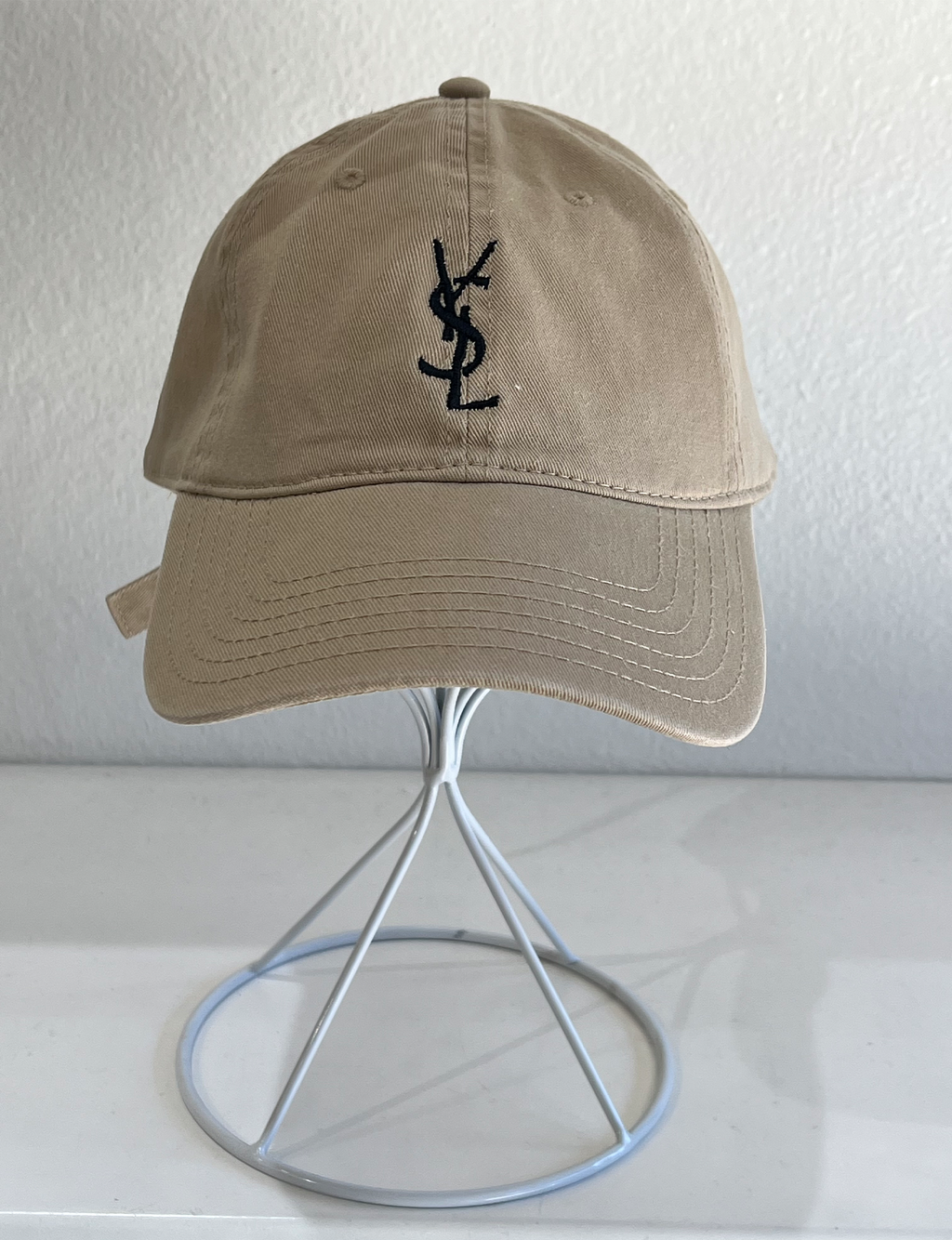 YSL Embroidered Hat, Khaki/Black