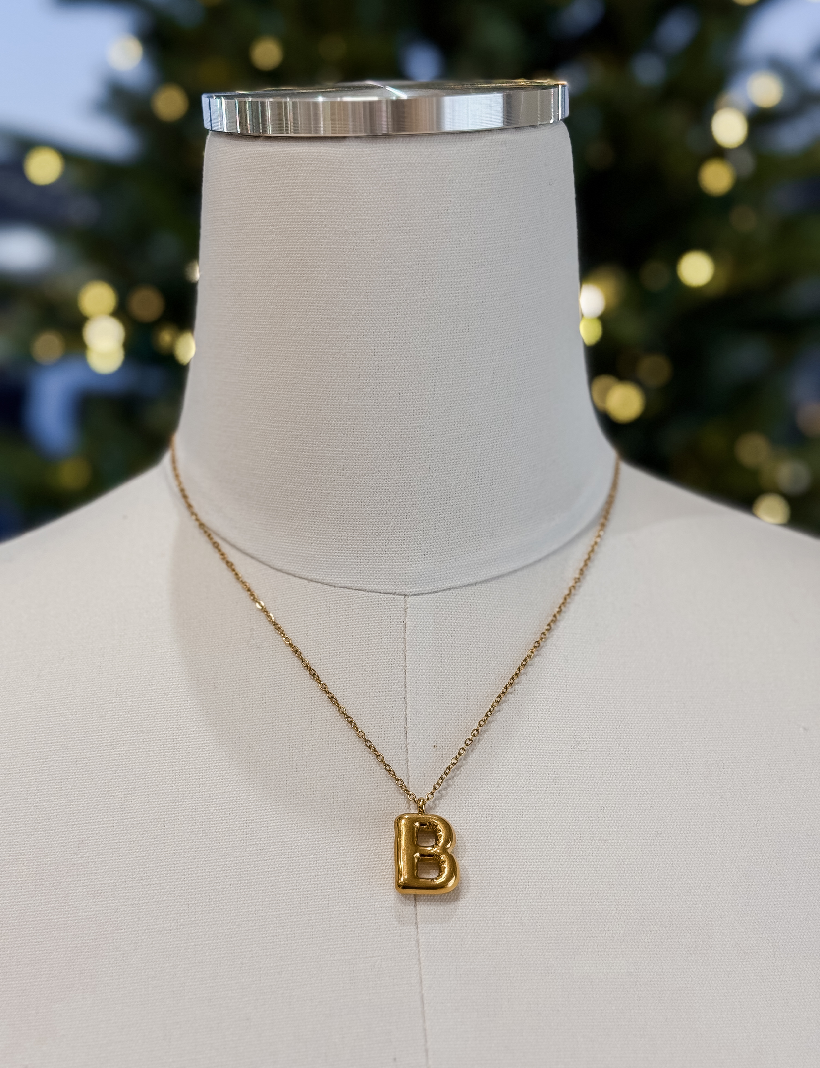 Bubble Initial Necklace, Gold