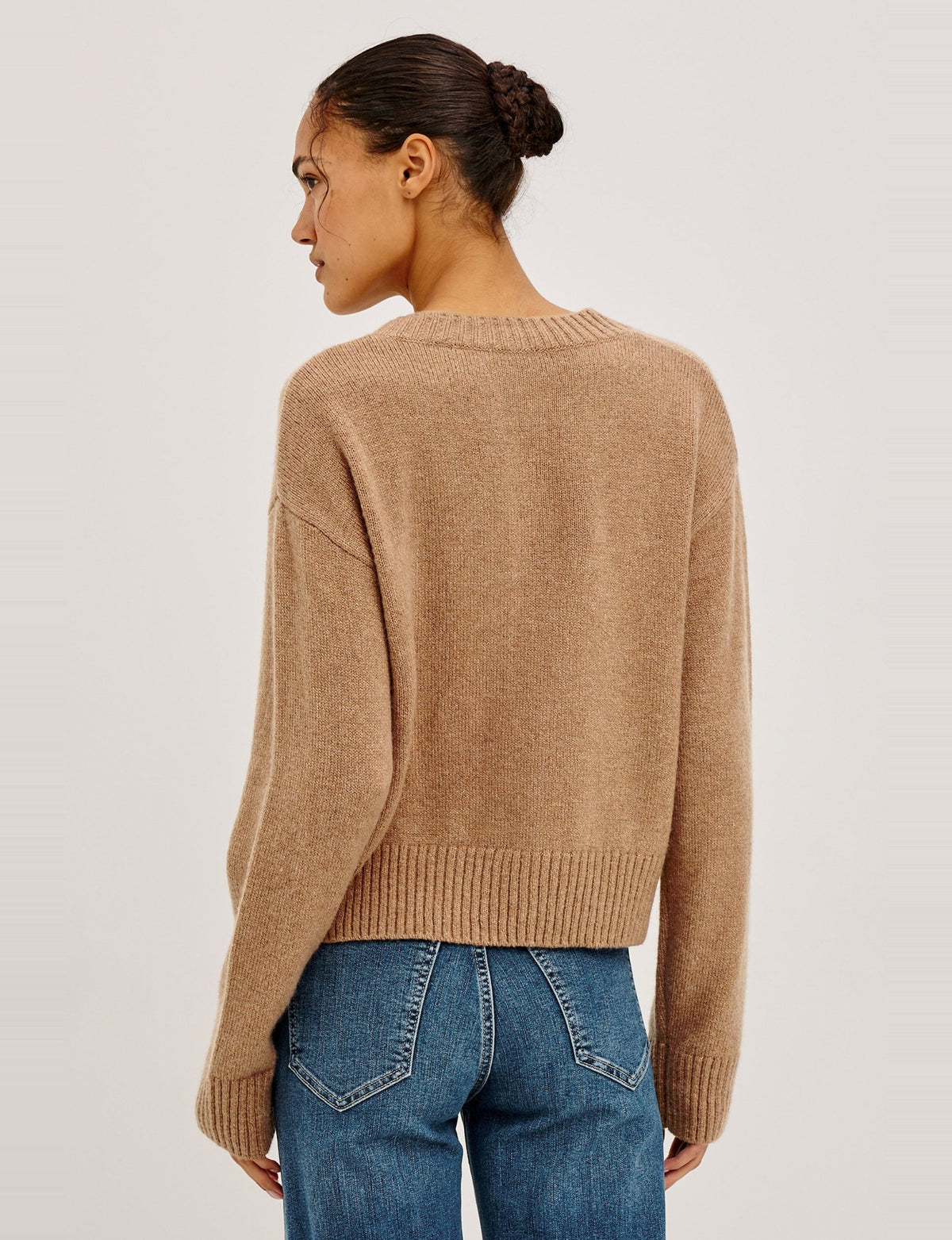 Carre Cardigan, Heather/Camel