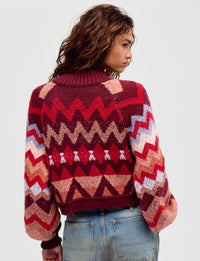 Sundazed Jacquard Cardi, Crimson Frost