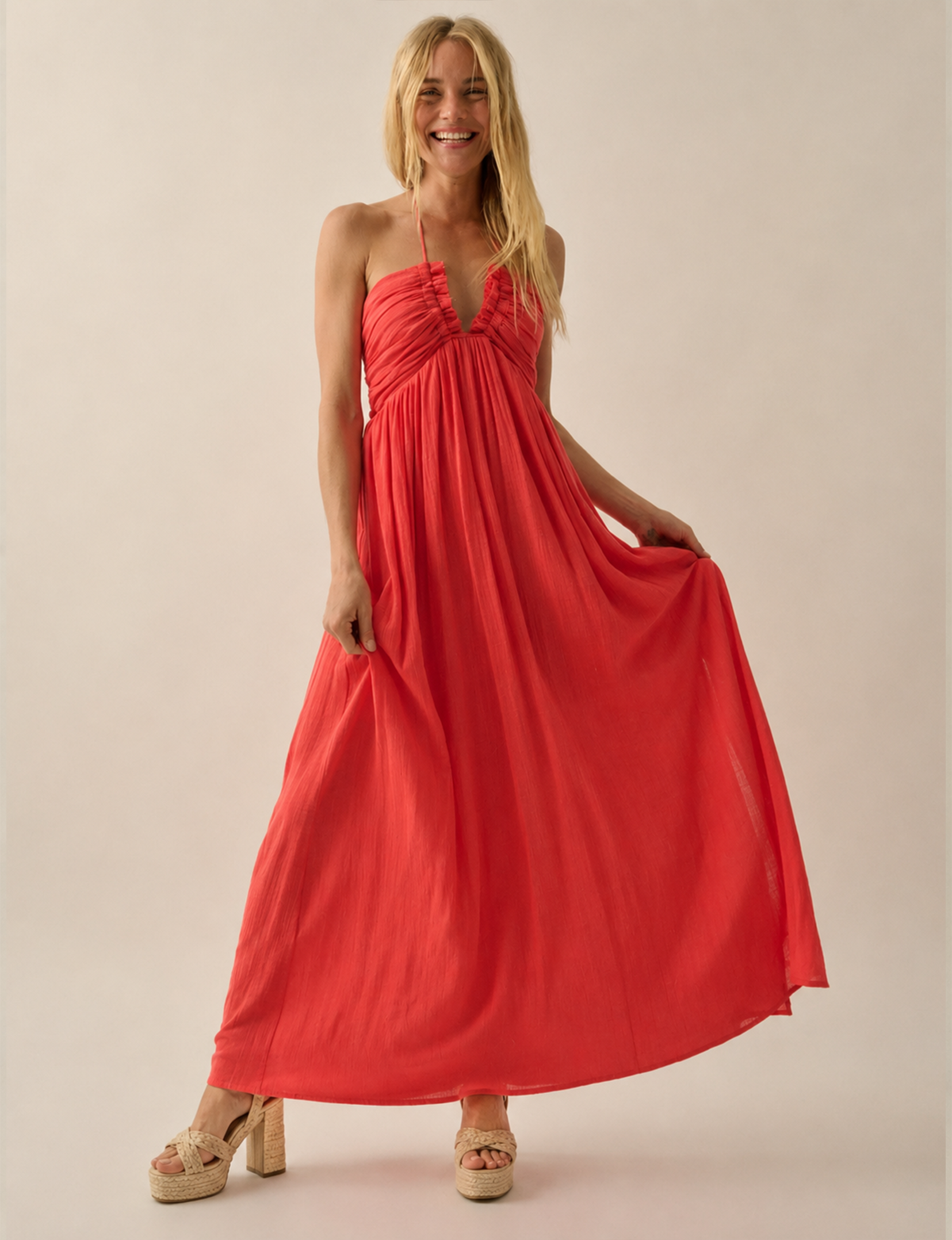 Senam Maxi Dress, Cherry Tomato