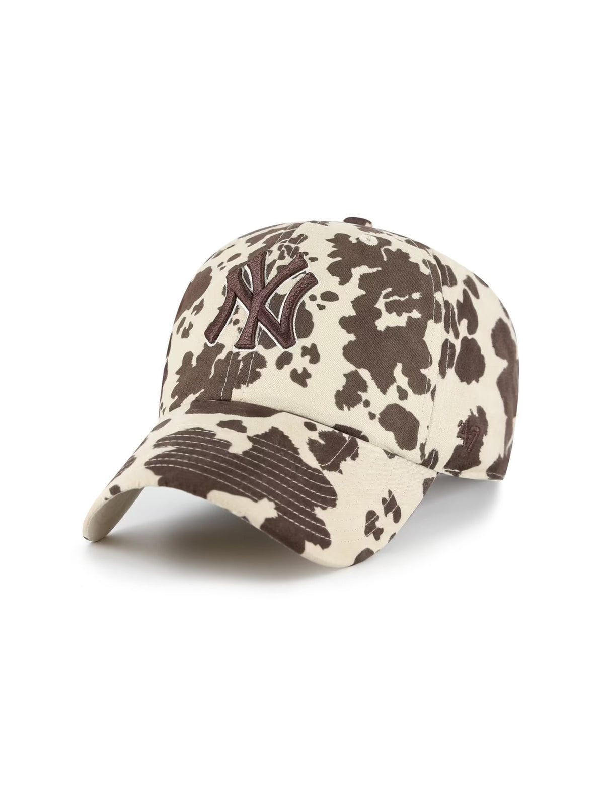 NY Yankees Bessie Clean Up Cap, Natural Print/Brown