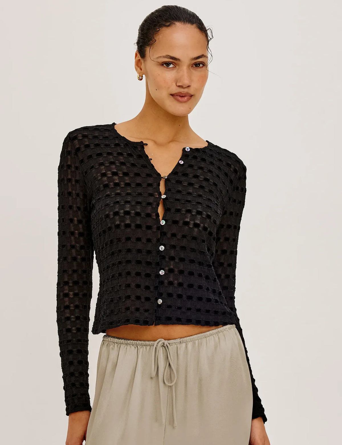 Cyrah Top, Black Checkerboard