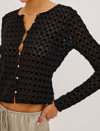 Cyrah Top, Black Checkerboard