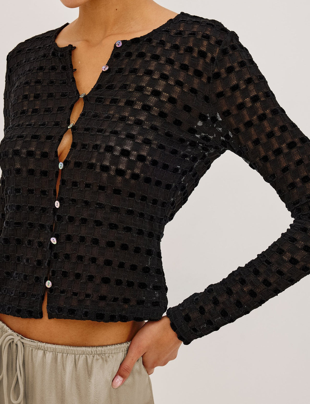 Cyrah Top, Black Checkerboard