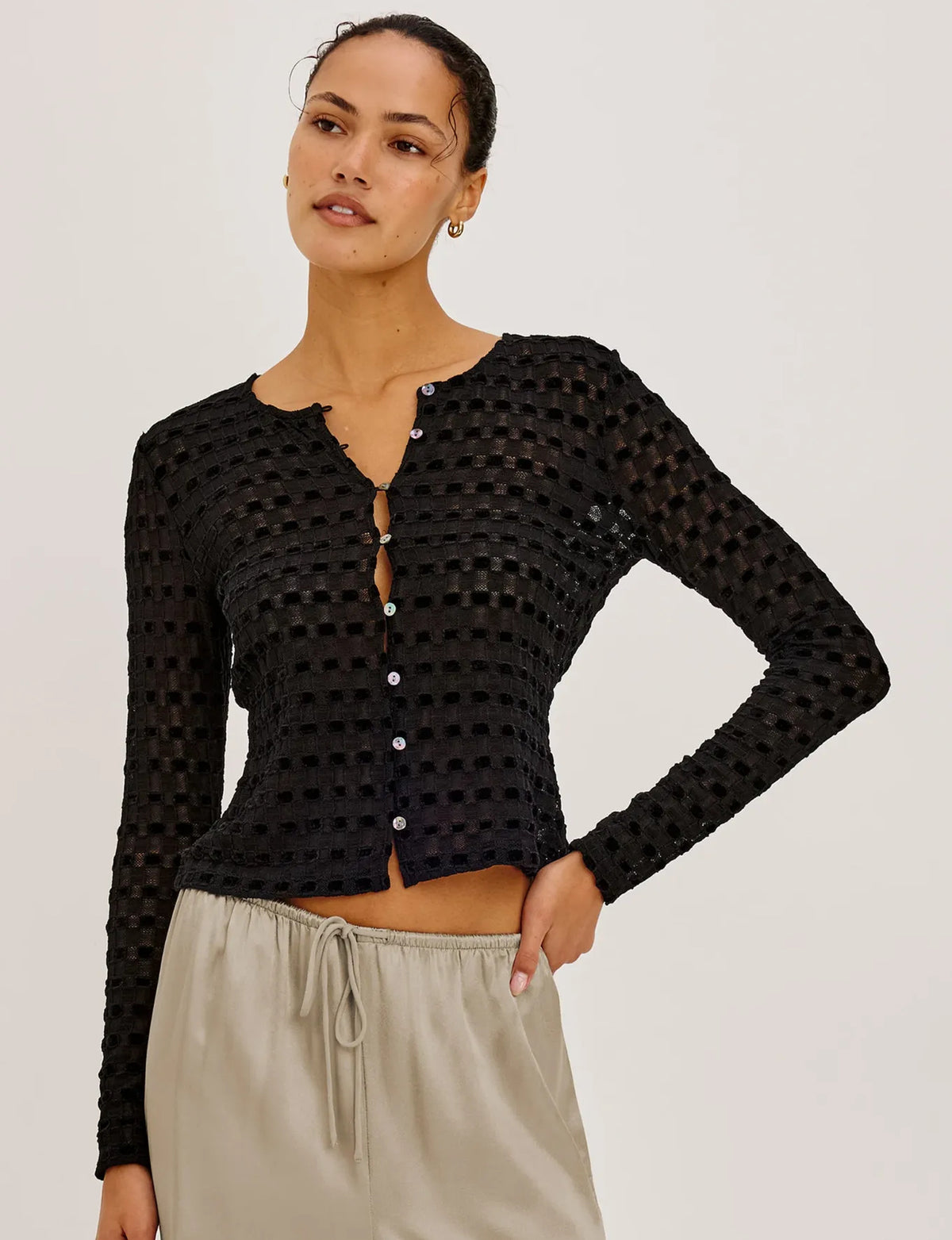 Cyrah Top, Black Checkerboard