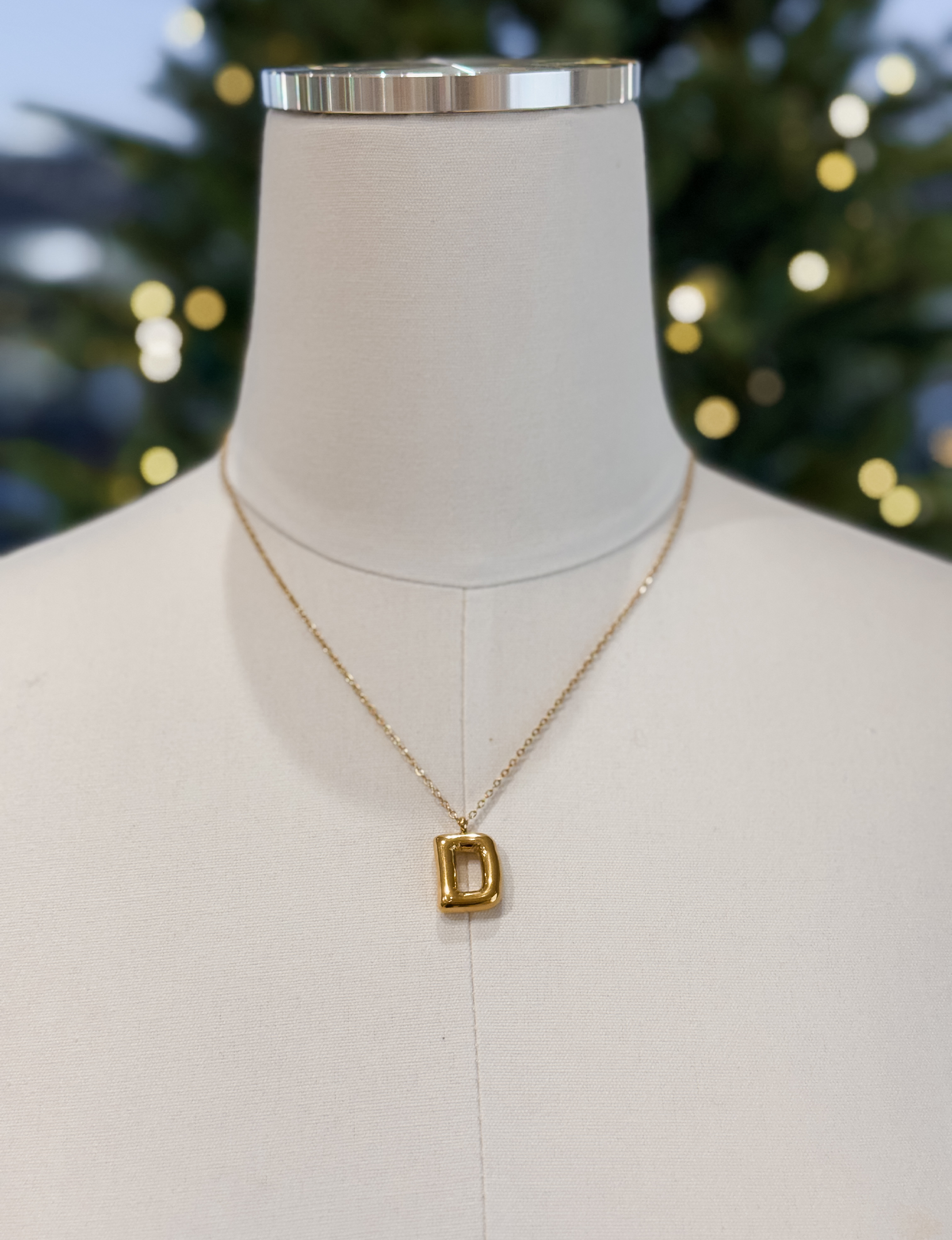 Bubble Initial Necklace, Gold