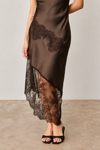 Askew Slip Dress, Umber Brown
