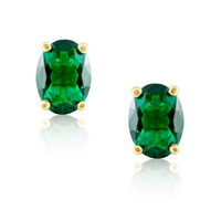 Oval Cut Studs, Emerald