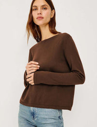 Cotton Cashmere LS Tee, Espresso