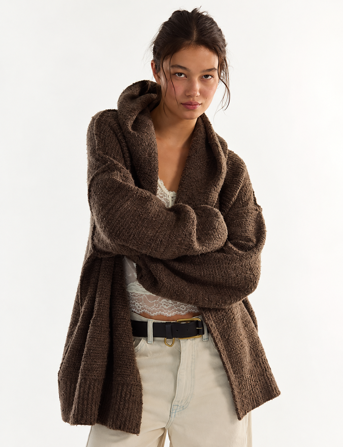 Thistle Hooded Cardi, Fudge/Combo
