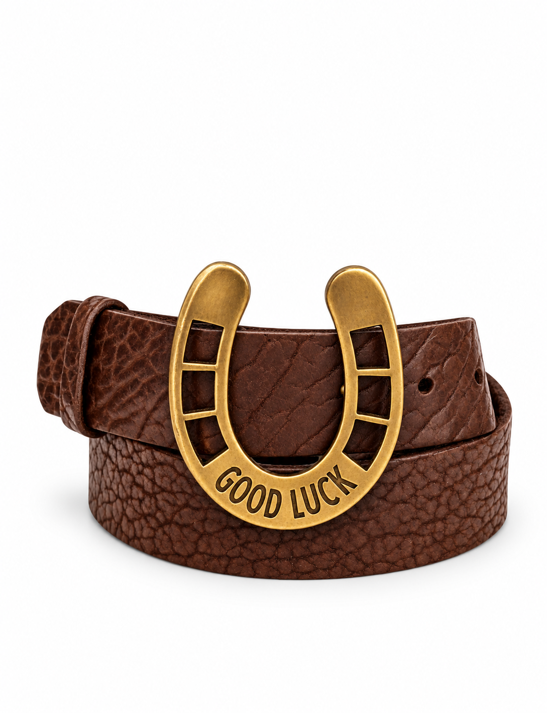 Good Luck Horseshoe Belt, Brass/Brown