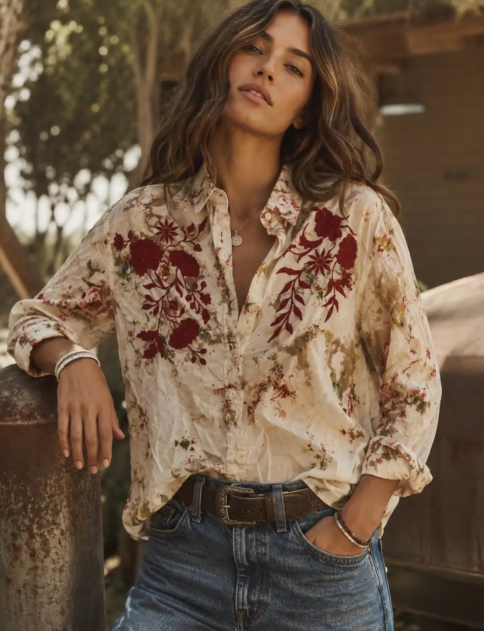 Eliette Shirt, Cream/Floral
