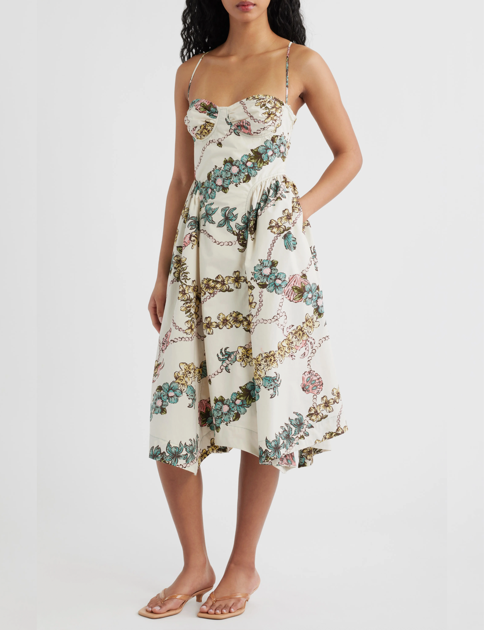 Cherished Printed Midi Dress, Ivory/Combo
