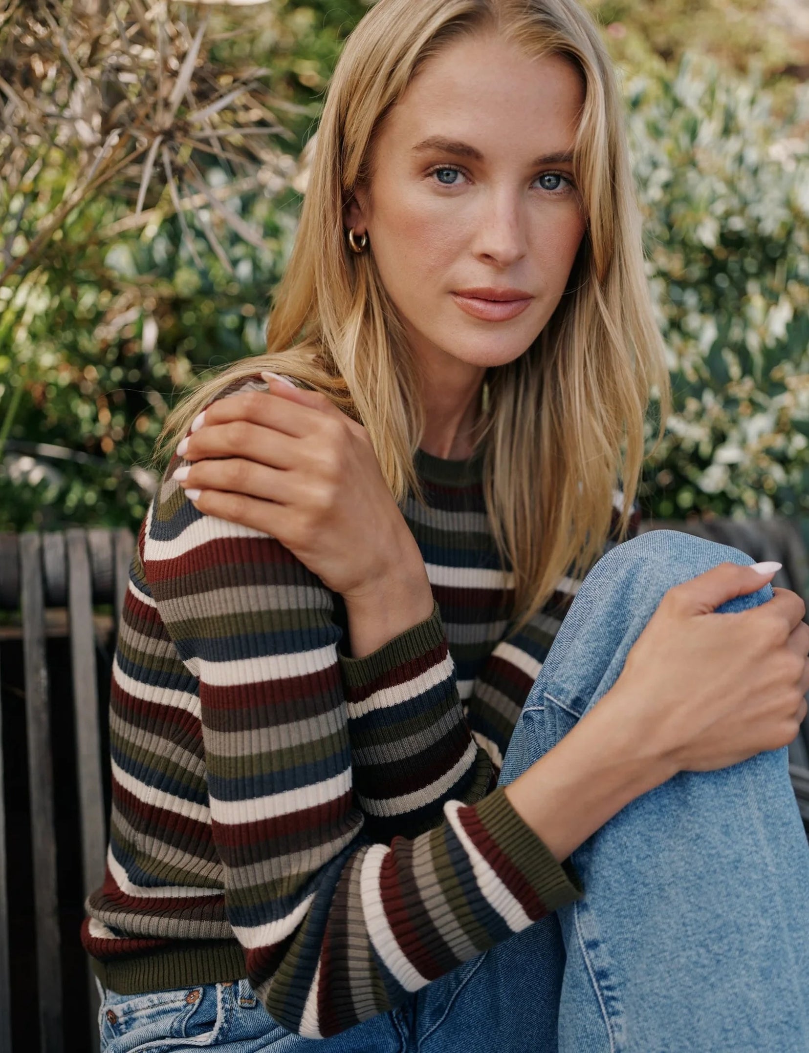 Elul L/S Crew Tee, Harvest Stripe