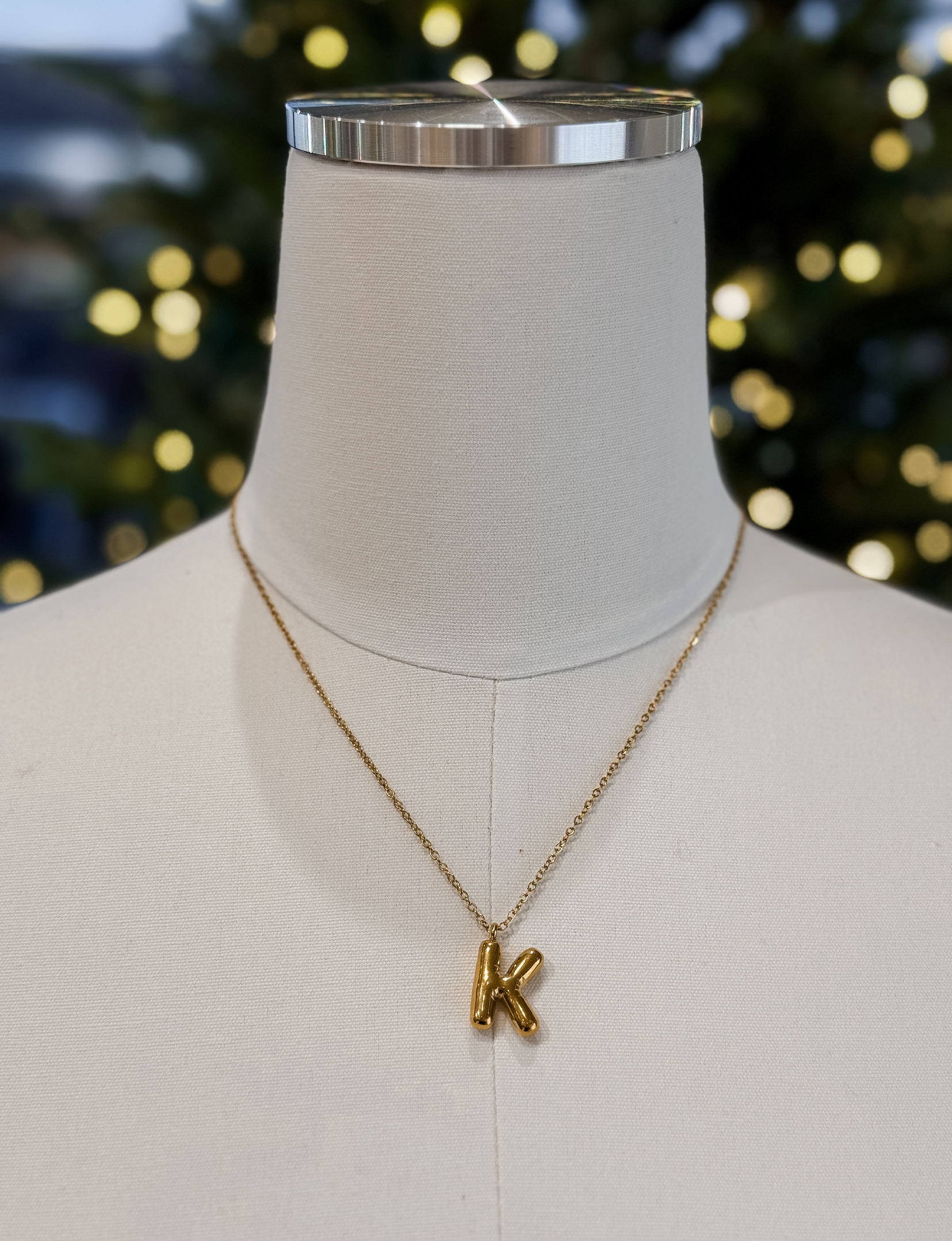 Bubble Initial Necklace, Gold