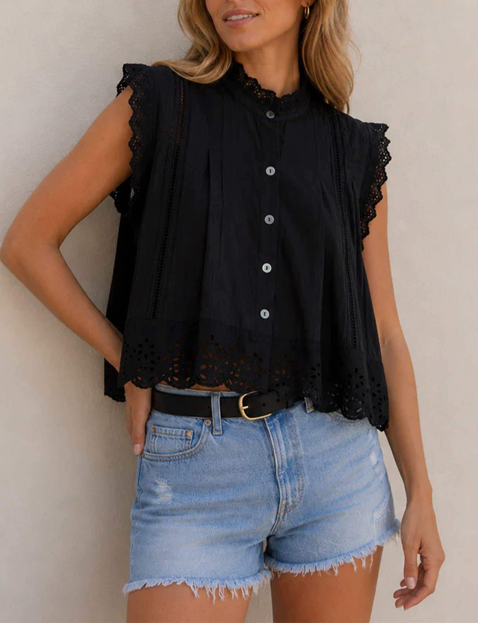 Belle Lace Blouse, Noir