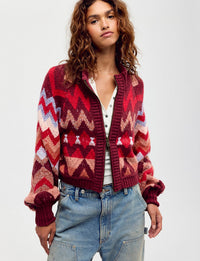 Sundazed Jacquard Cardi, Crimson Frost