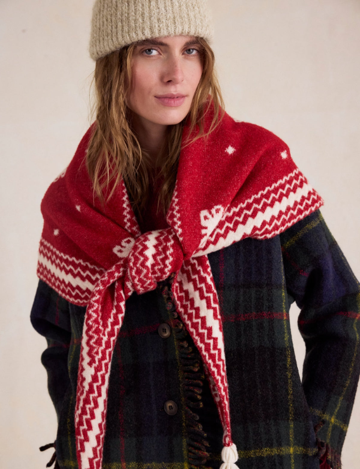 Over The Coat Shawl, Red