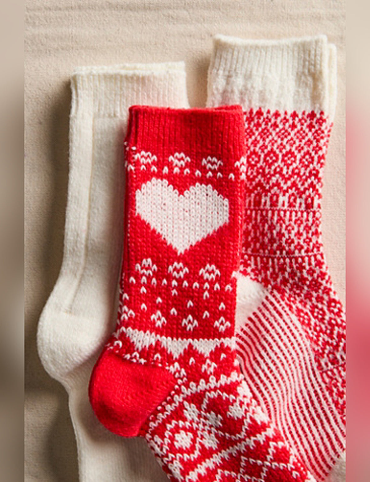 Nordic Knit Sock Pack, Red/Combo