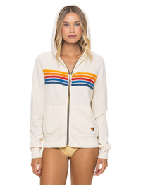 5 Stripe Zip Hoodie, Vintage White/Multi