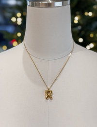 Bubble Initial Necklace, Gold