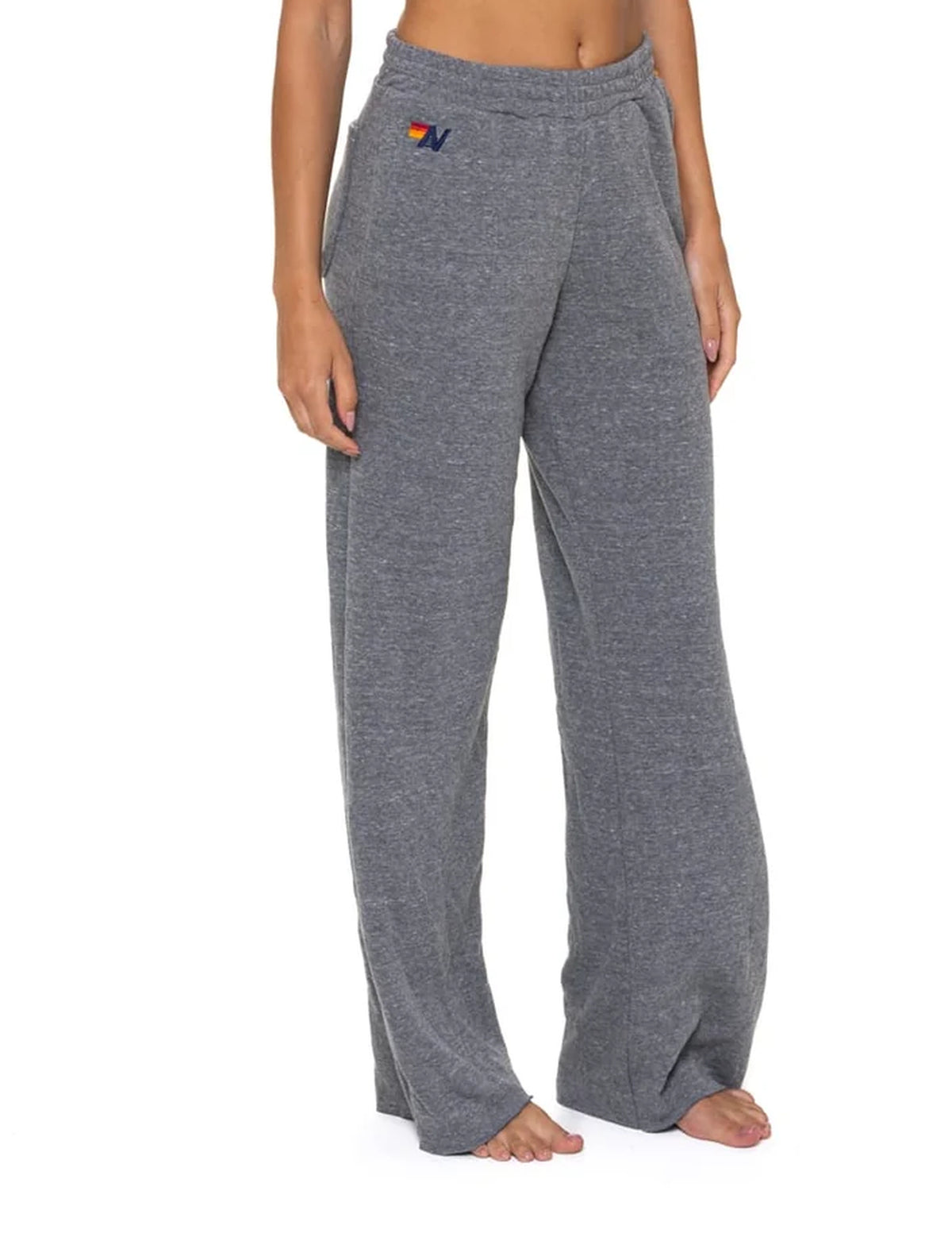5 Stripe Wide Leg Sweatpants, Heather Grey/Multi