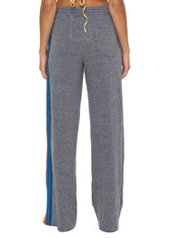 5 Stripe Wide Leg Sweatpants, Heather Grey/Multi