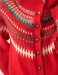 Fair Isle Cardigan, Cherry Tomato