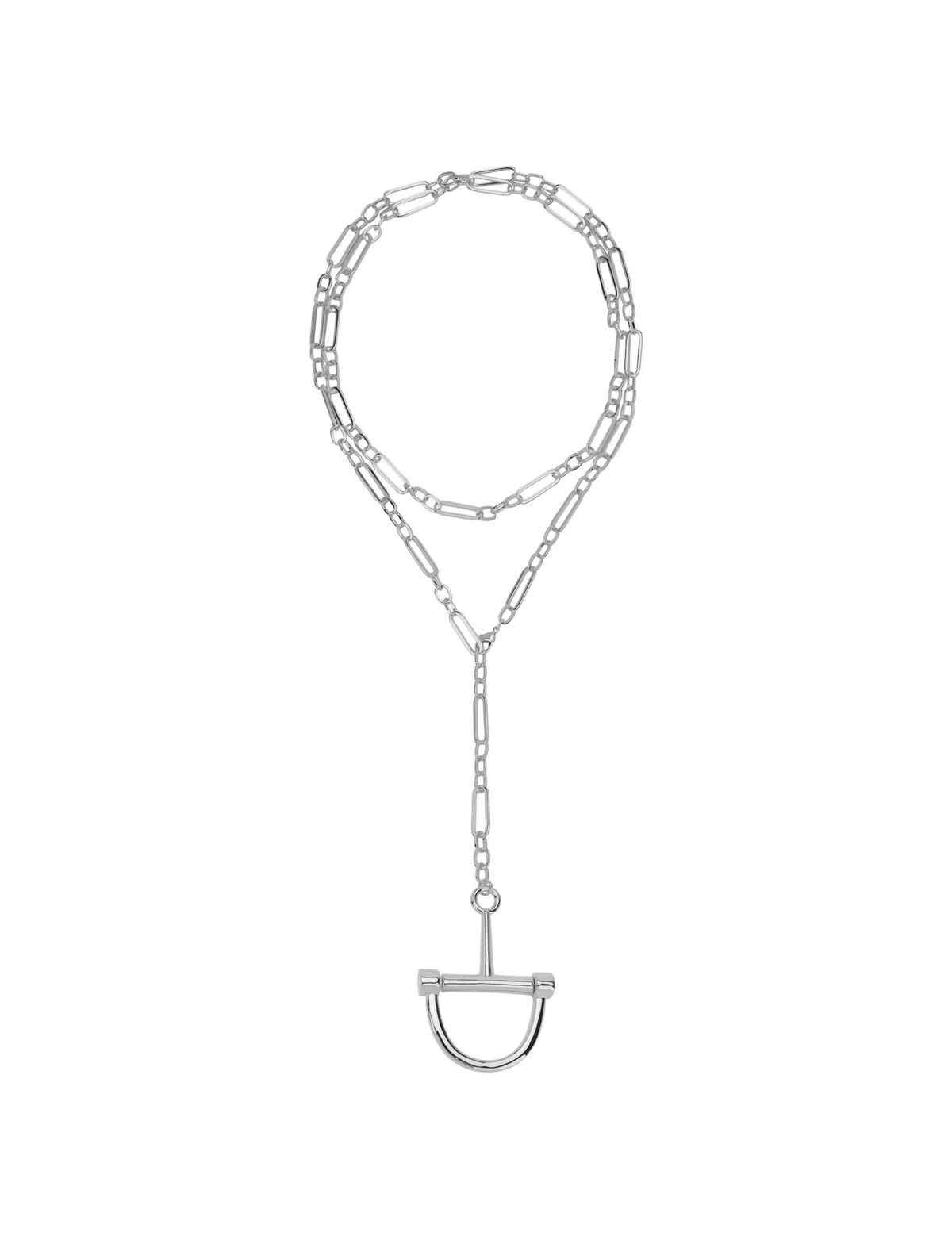 Horsebit Chain Necklace, Silver