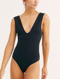 Free People Keep It Sleek Bodysuit in Black