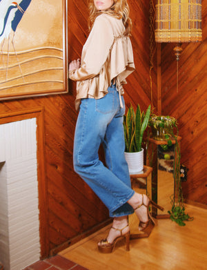 Orchid Ruffle Back Blouse in Caramel