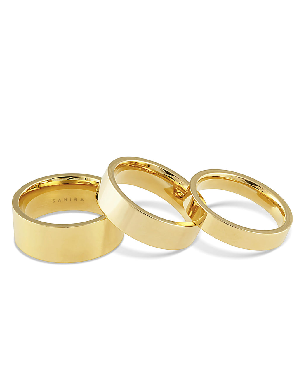 Flat Stackable Ring Set, Gold